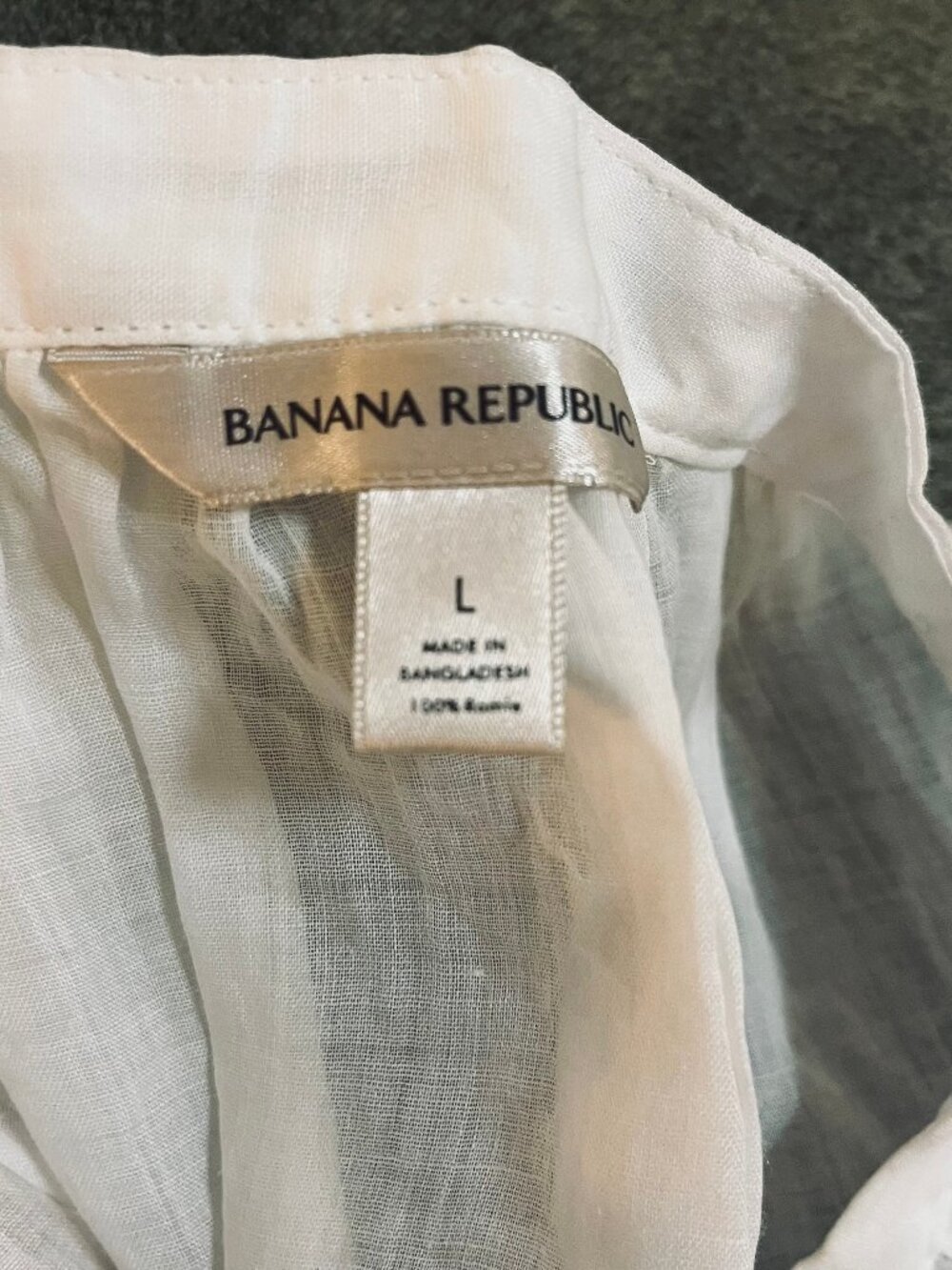 Banana Republic Sleeveless Oversized Ramie White Sheer Button Top Womens Large - Picture 7 of 7